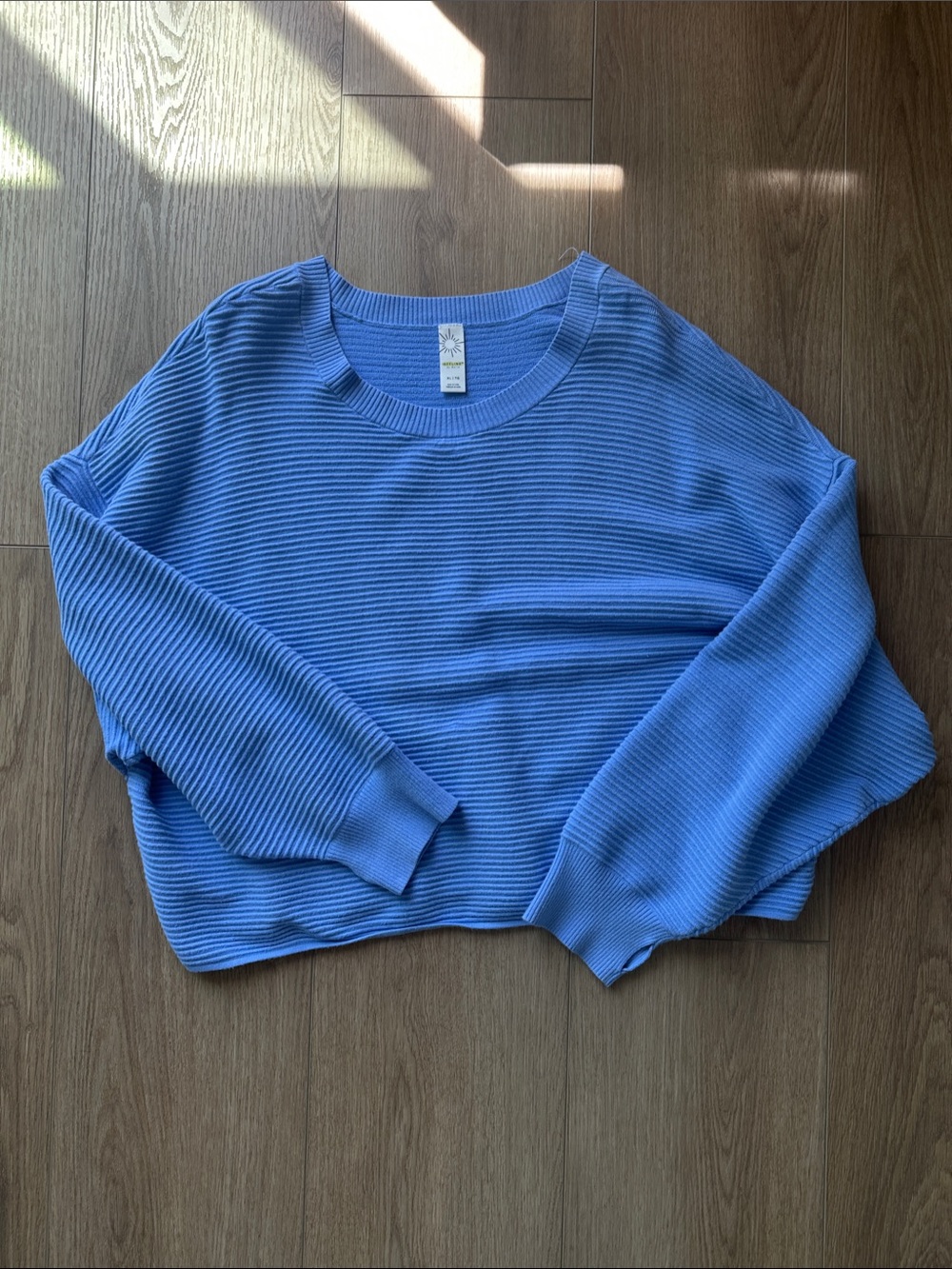 Aerie Offline Light Blue Ribbed Crewneck Women's Top